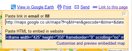 HTML for embedding Google Maps in a WordPress blog post