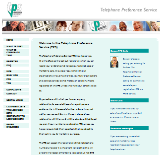 Telephone preference service website
