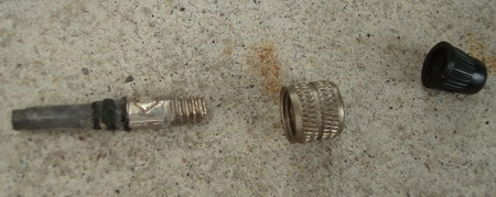 english bike valve in pieces